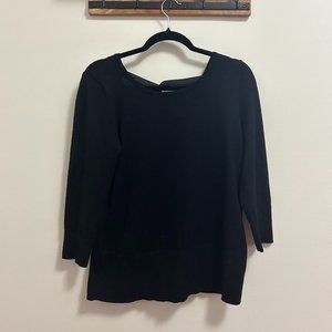 Cable & Gauge Black Sweater with Criss Cross Ribbon Back Detail Size Medium